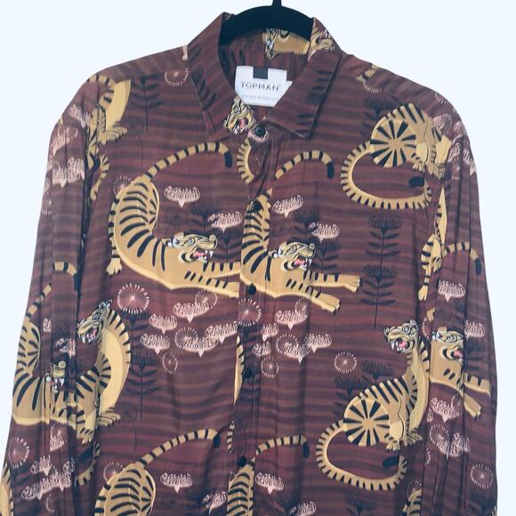 Topman tigerprint button up sz M - Picture 5 of 10